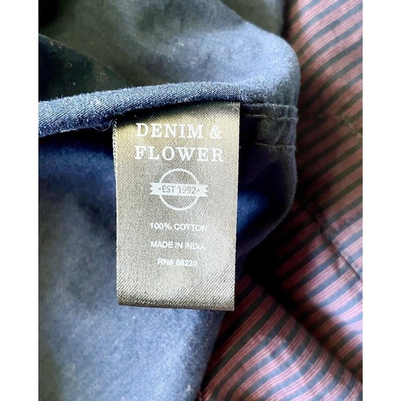 Denim & Flower Ricky Singh Men’s‎ Long Sleeve Button Down Shirt Size XL Purple - Picture 4 of 4